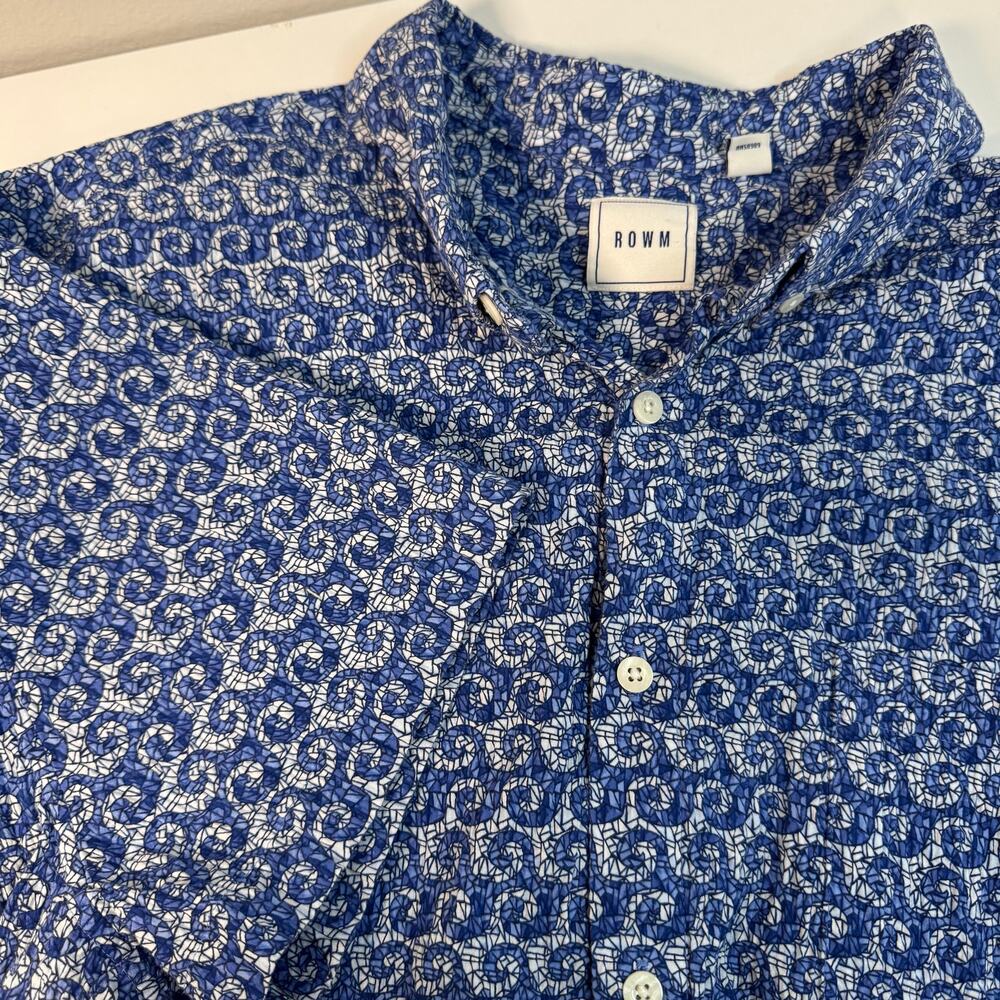 ROWM Blue Waves All Over Print Short Sleeve Button Up Shirt Men’s Size XXL